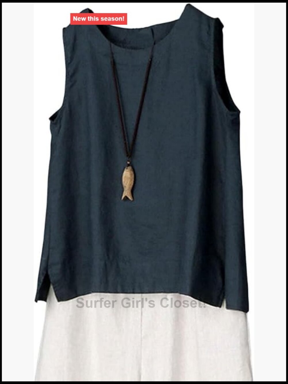 100% Linen Sleeveless Tank Top Women Summer A-line Back Button Blouse